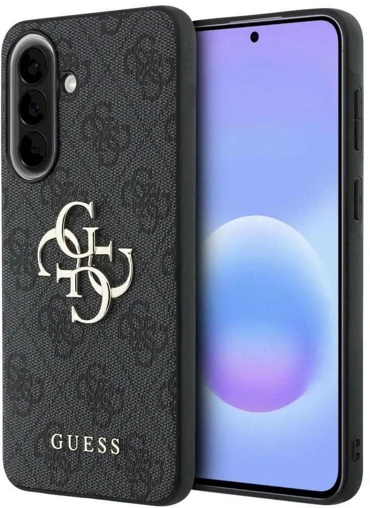 Guess PU 4G Metal Logo dėklas skirtas Samsung Galaxy A37 pilkos spalvos
