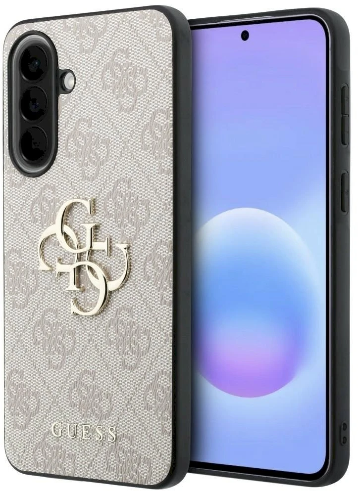 Guess PU 4G Metal Logo dėklas skirtas Samsung Galaxy A57 rožinės spalvos