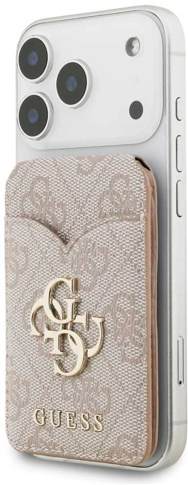 Dėklas Guess PU 4G Mirror MagSafe Cardslot Stand Rožinė