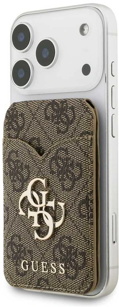 Dėklas „Guess PU 4G Mirror MagSafe“ kortelių stovas, rudas