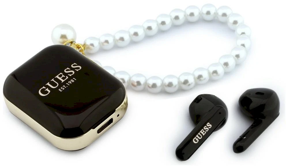Belaidės ausinės GUESS TWS Pearl Strap GUE005292 juodas