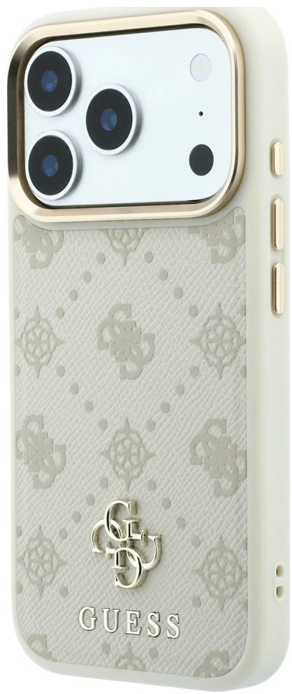 Guess Peony 4G Small Logo dėklas su MagSafe, skirtas iPhone 17 Pro / 18 Pro – smėlio spalvos