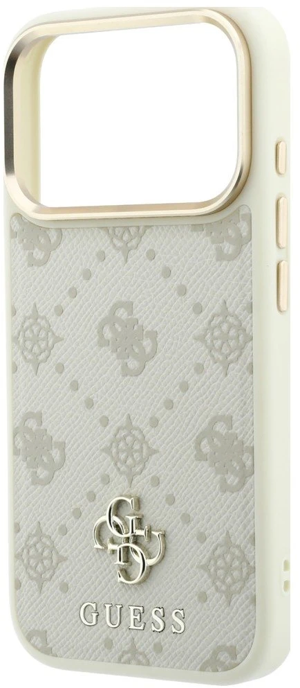 Guess Peony 4G Small Logo dėklas su MagSafe, skirtas iPhone 17 Pro / 18 Pro – smėlio spalvos