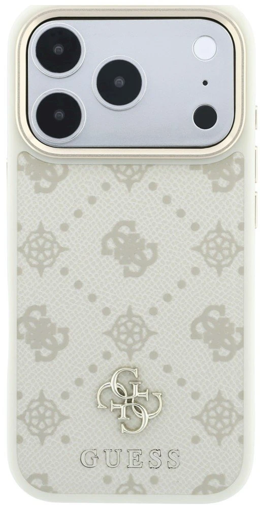 Guess Peony 4G Small Logo dėklas su MagSafe, skirtas iPhone 17 Pro / 18 Pro – smėlio spalvos