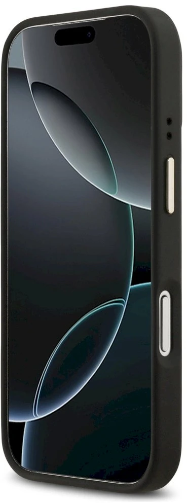 GUESS dėklas, skirtas IPHONE 17 Pro, suderinamas su MagSafe GUHMP17LPSAMSECK (PU W/ Peony Hot Stamp) juodas