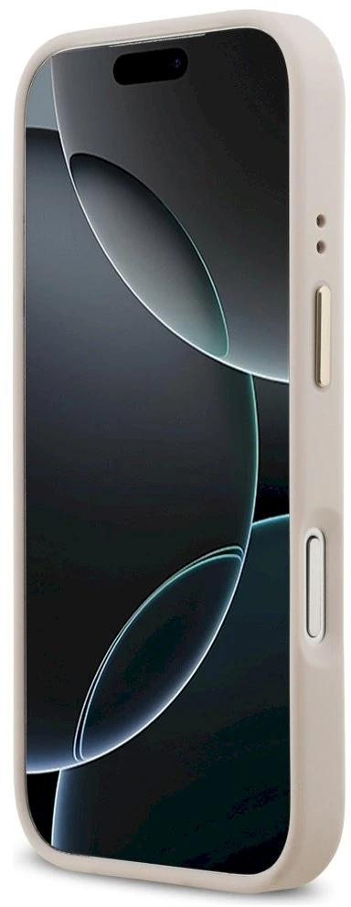 GUESS dėklas, skirtas IPHONE 17 Pro, suderinamas su MagSafe GUHMP17LPSAMSECP (PU su bijūnų karštu antspaudu), rožinis