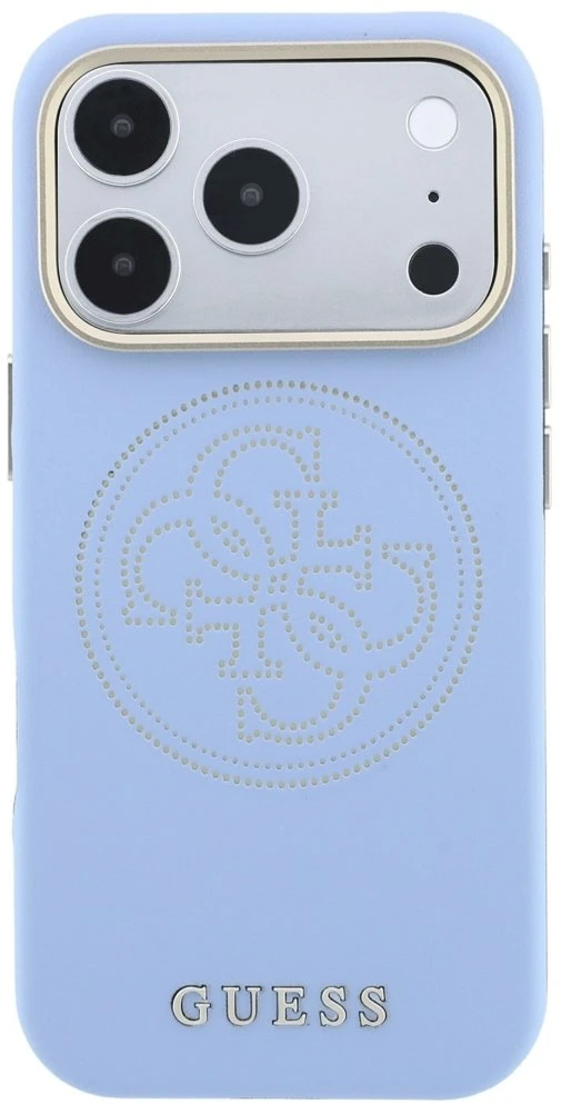 Dėklas Guess Perforated 4G Gold Logo Magsafe Case, skirtas iPhone 18 Pro Max / 17 Pro Max - Šviesiai mėlyna