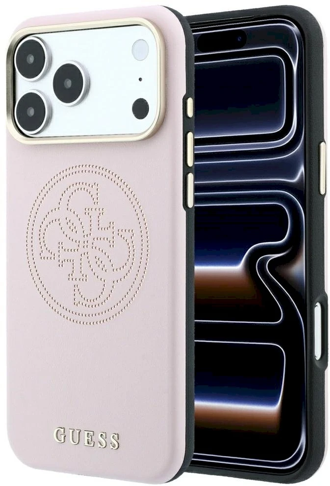 Dėklas Guess Perforated 4G Gold Logo Magsafe Case for iPhone 17 Pro Max / 18 Pro Max - Rožinė