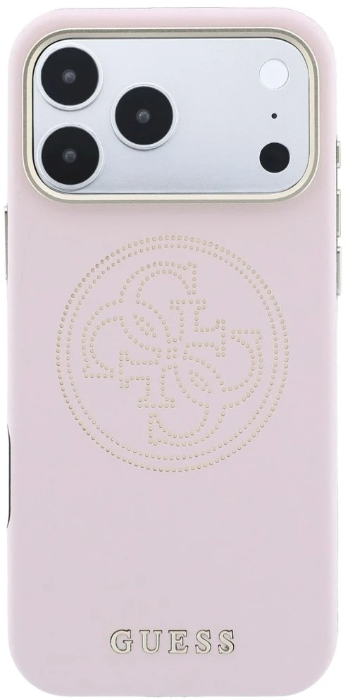 Dėklas Guess Perforated 4G Gold Logo Magsafe Case for iPhone 17 Pro Max / 18 Pro Max - Rožinė