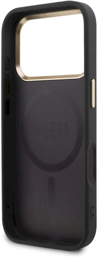 „Guess“ perforuotas 4G „MagSafe“ dėklas, skirtas „iPhone 17 Pro“ - juodas
