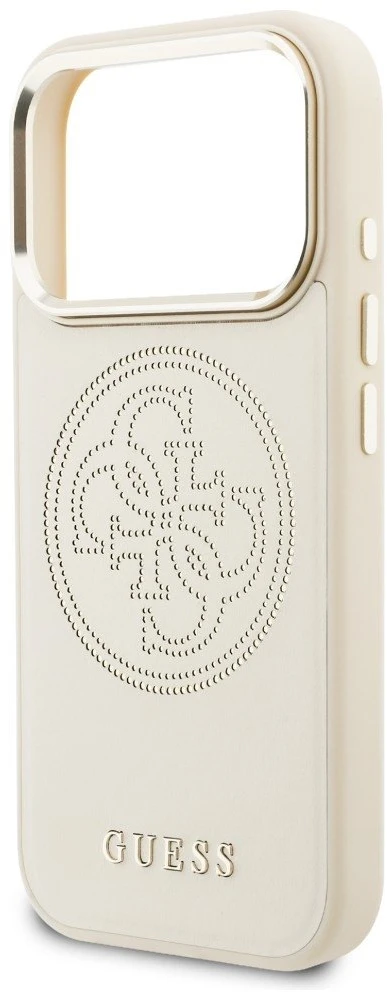 „Guess“ perforuotas 4G „MagSafe“ dėklas, skirtas „iPhone 17 Pro“ – rusvai geltonas