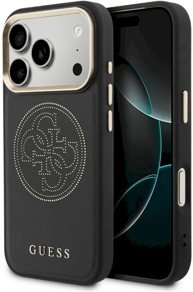 „Guess“ perforuotas 4G „MagSafe“ dėklas, skirtas „iPhone 17 Pro Max“ - juodas