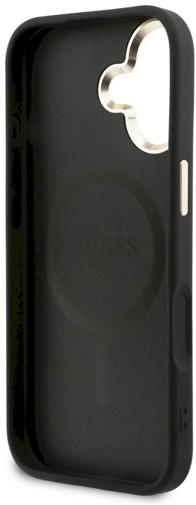 „Guess“ perforuotas 4G „MagSafe“ dėklas, skirtas „iPhone 17“ - juodas
