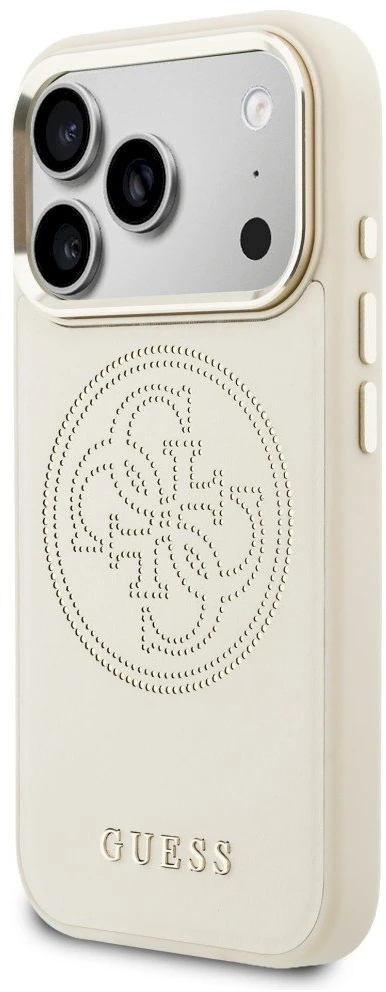 „Guess“ perforuotas 4G „MagSafe“ dėklas, skirtas „iPhone 17 Pro“ – rusvai geltonas