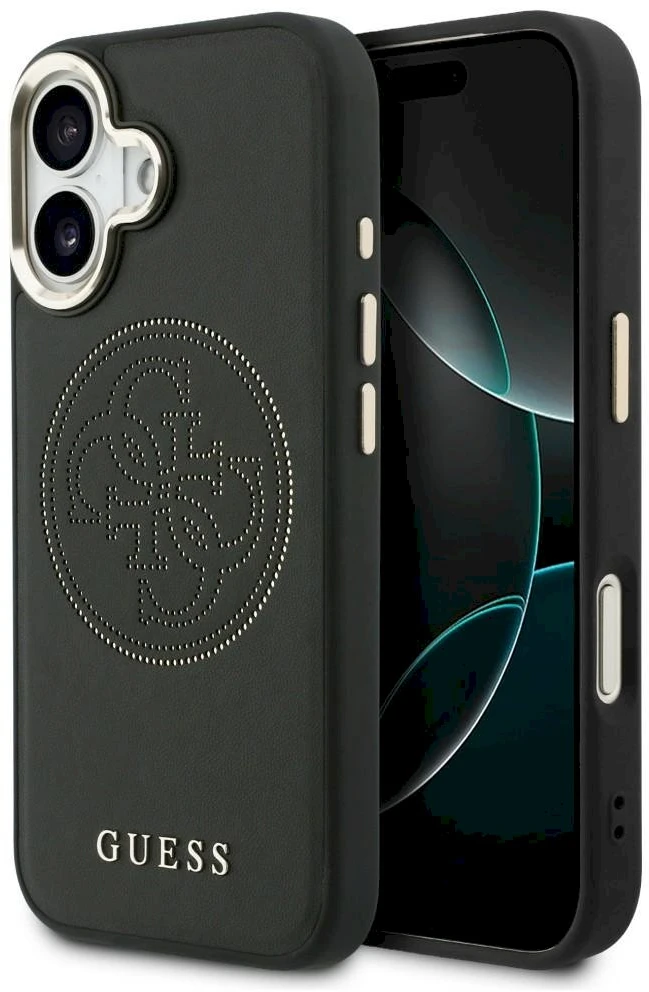 „Guess“ perforuotas 4G „MagSafe“ dėklas, skirtas „iPhone 17“ - juodas