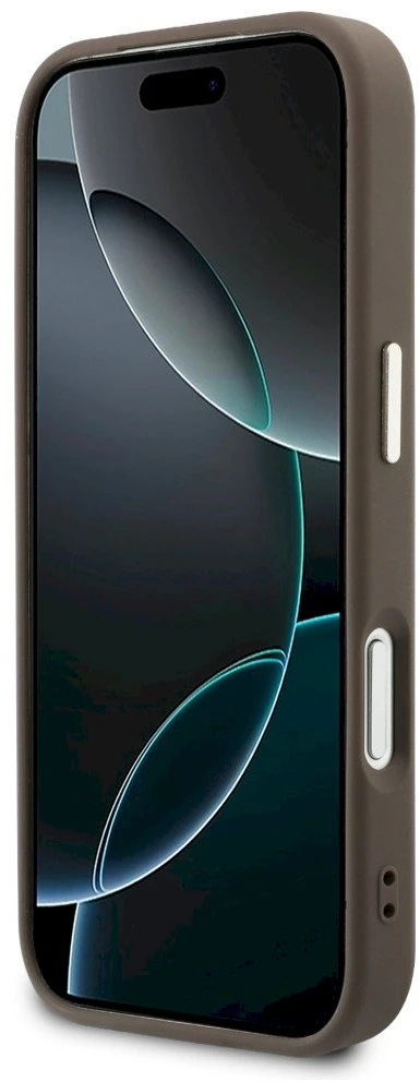 Guess Perforated 4G MagSafe dėklas iPhone 17 Pro Max, rudas