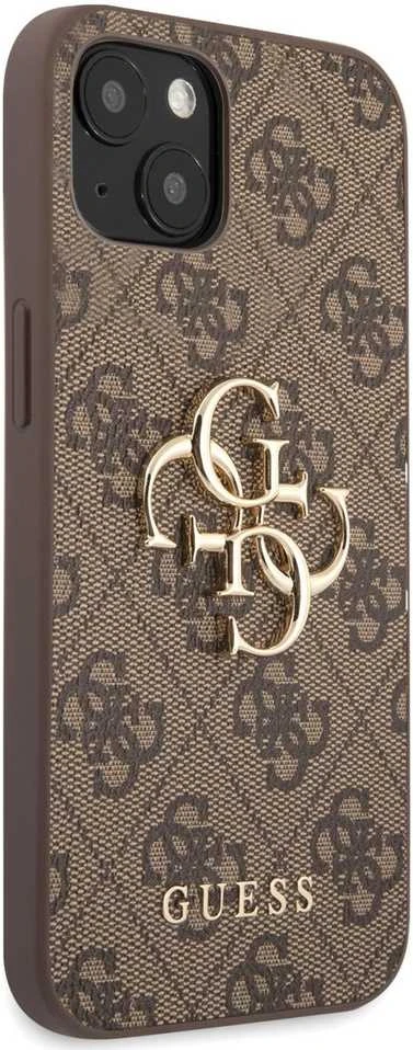 Guess PU 4G metalinis logotipo dėklas, skirtas iPhone 13 Brown
