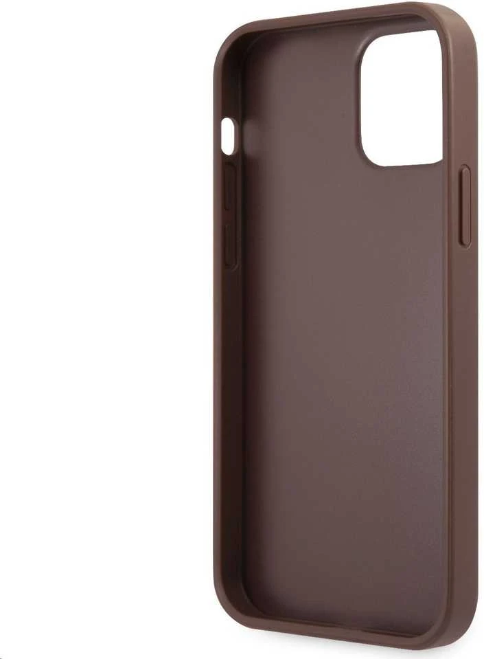 Guess "GUHCP12M4GMGBR PU 4G metalinis logotipo dėklas iPhone 12/12 Pro" rudas