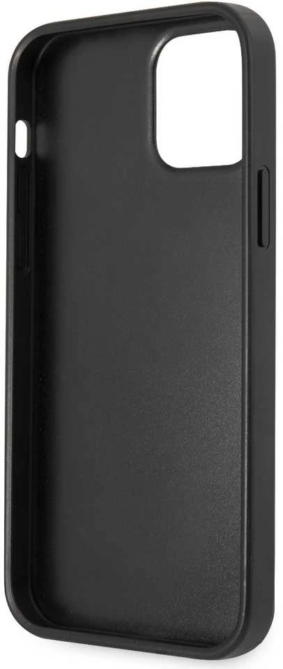 Guess Apple iPhone 12/12 PU 4G metalinis dėklas su logotipu, pilkas
