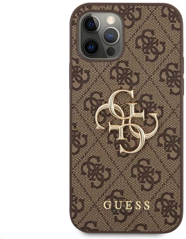 Guess "GUHCP12M4GMGBR PU 4G metalinis logotipo dėklas iPhone 12/12 Pro" rudas