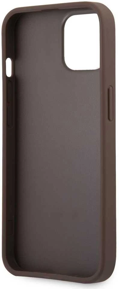 Guess PU 4G metalinis logotipo dėklas, skirtas iPhone 13 Brown