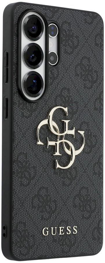 Guess PU 4G Metal Logo dėklas skirtas Samsung Galaxy S25 Ultra pilkos spalvos