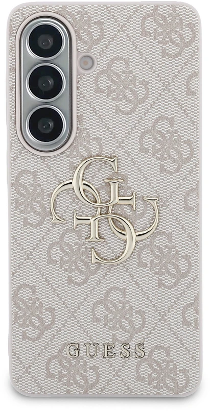Guess PU 4G Metal Logo dėklas skirtas Samsung Galaxy S26+ rožinės spalvos