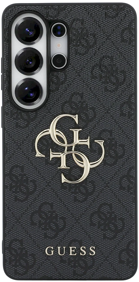 Guess PU 4G Metal Logo dėklas skirtas Samsung Galaxy S25 Ultra pilkos spalvos