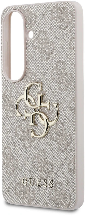 Guess PU 4G Metal Logo dėklas skirtas Samsung Galaxy S26+ rožinės spalvos