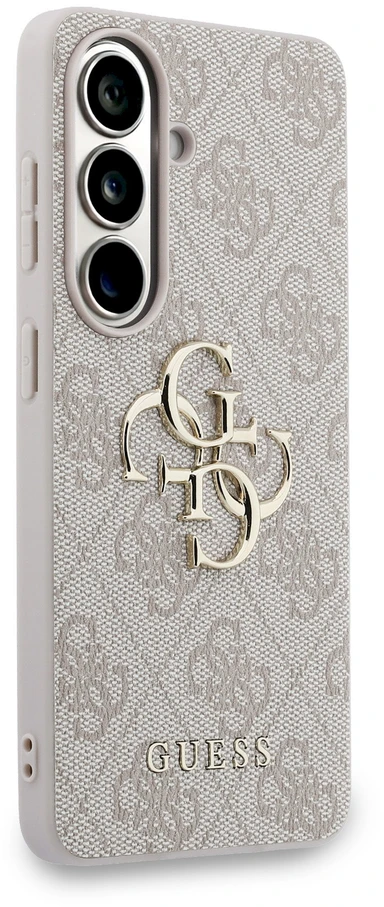Guess PU 4G Metal Logo dėklas skirtas Samsung Galaxy S26+ rožinės spalvos