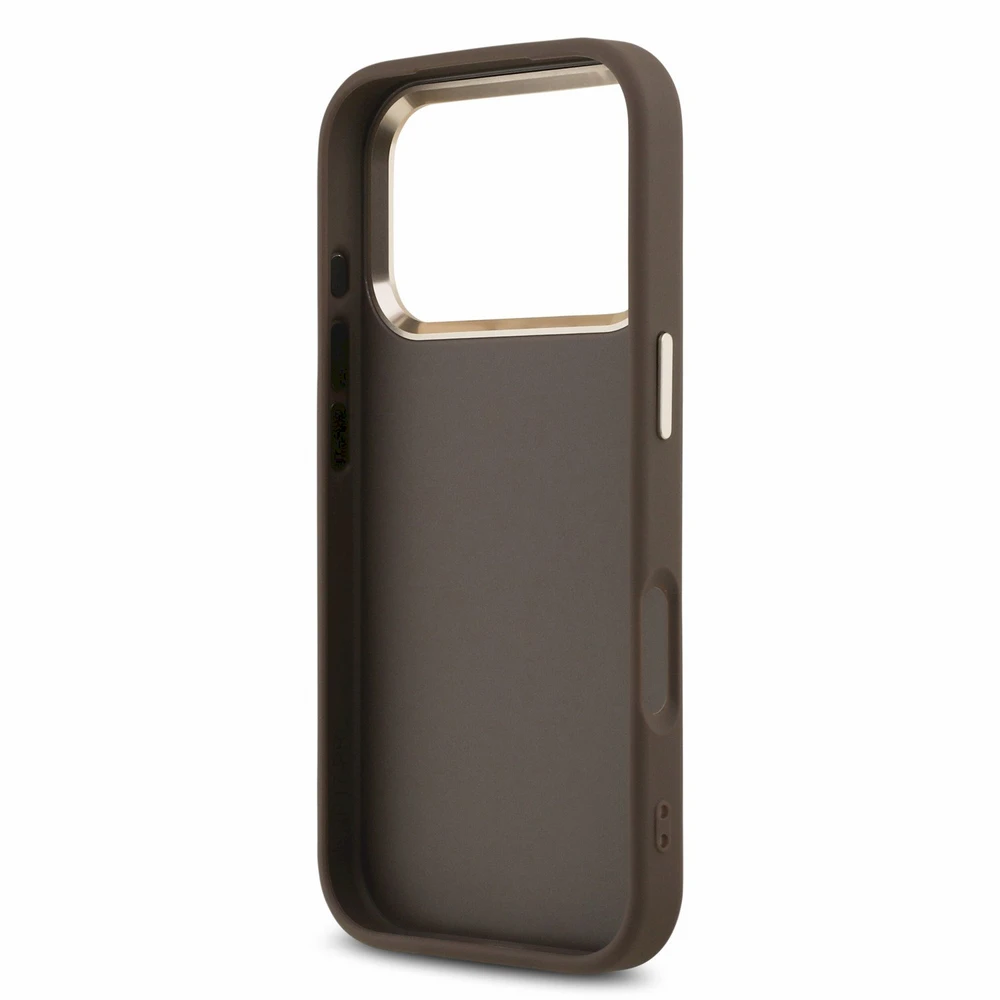 Guess PU 4G Metal Logo dirželio dėklas iPhone 18 Pro Max rudas