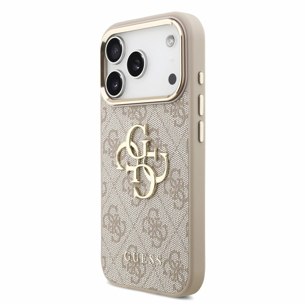 Guess PU 4G Metal Logo dirželio dėklas iPhone 18 Pro rožinis
