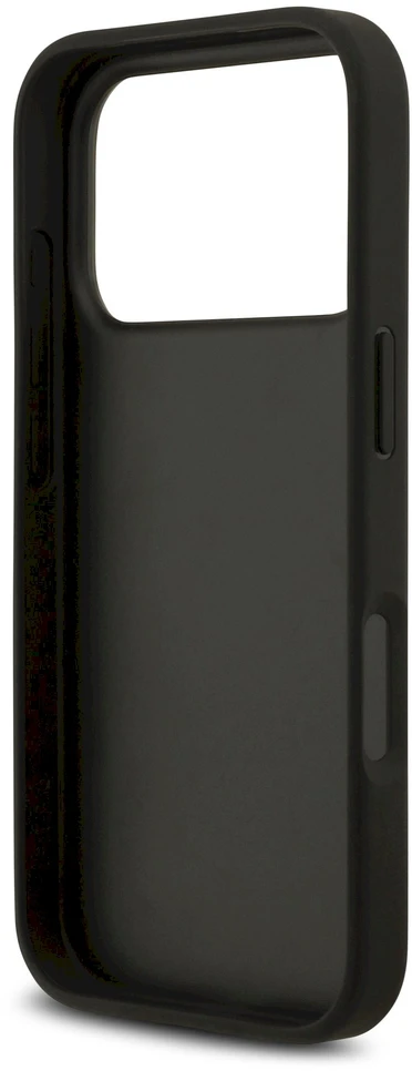 Guess Fixed Glitter Big 4G dėklas, skirtas iPhone 17 Pro / 18 Pro - Juodas