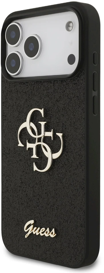 Guess Fixed Glitter Big 4G dėklas, skirtas iPhone 17 Pro Max / 18 Pro Max - Juodas