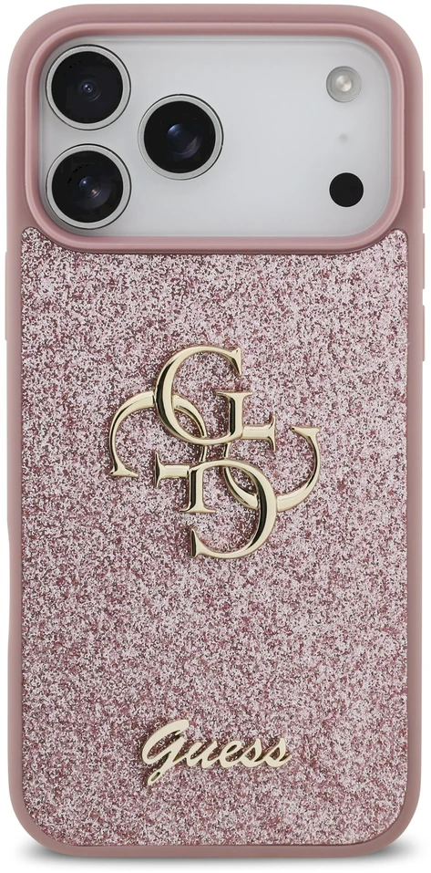 Dėklas Guess Fixed Glitter Big 4G Case for iPhone 18 Pro Max / 17 Pro Max – Rožinė