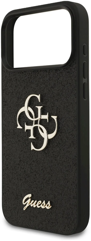 Guess Fixed Glitter Big 4G dėklas, skirtas iPhone 17 Pro Max / 18 Pro Max - Juodas