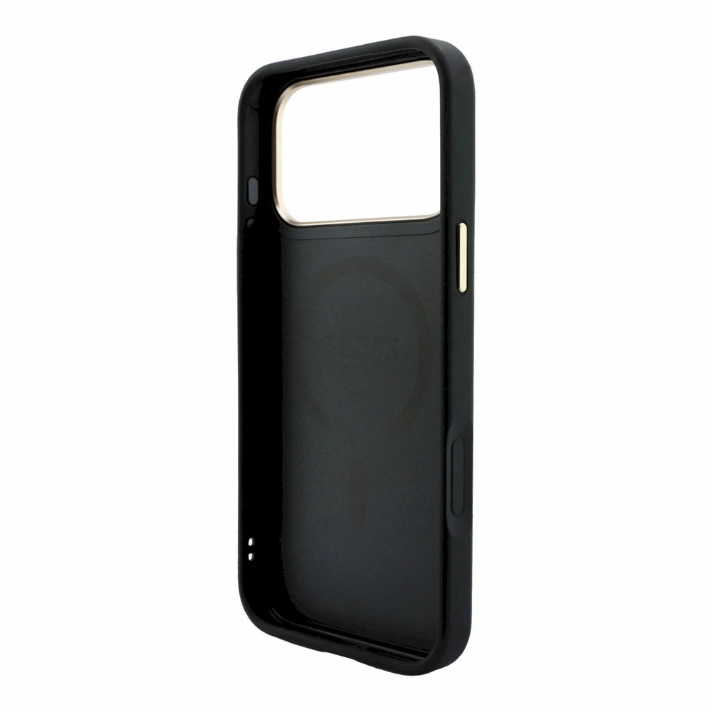 Guess Embossed 4G Classic MagSafe dėklas, skirtas iPhone 18 Pro Max / iPhone 17 Pro Max, juodas