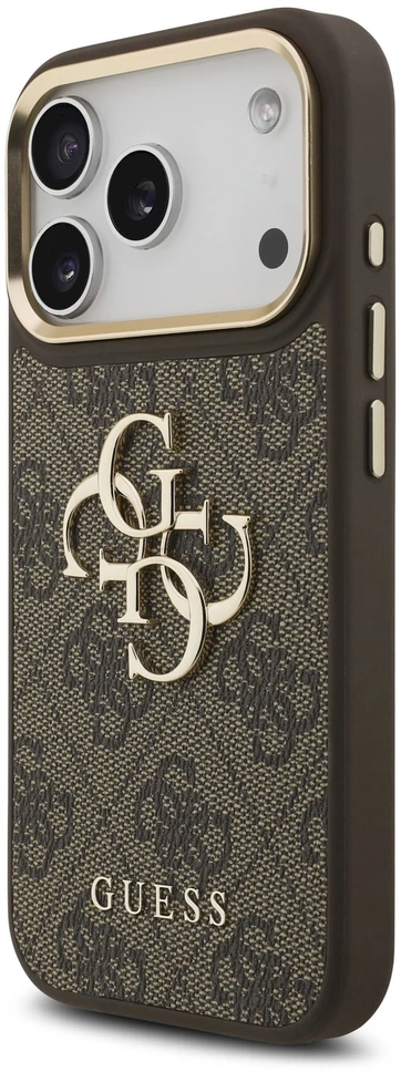 Dėklas Guess 4G Big 4G Classic Logo skirtas iPhone 18 Pro / iPhone 17 Pro rudas auksinis