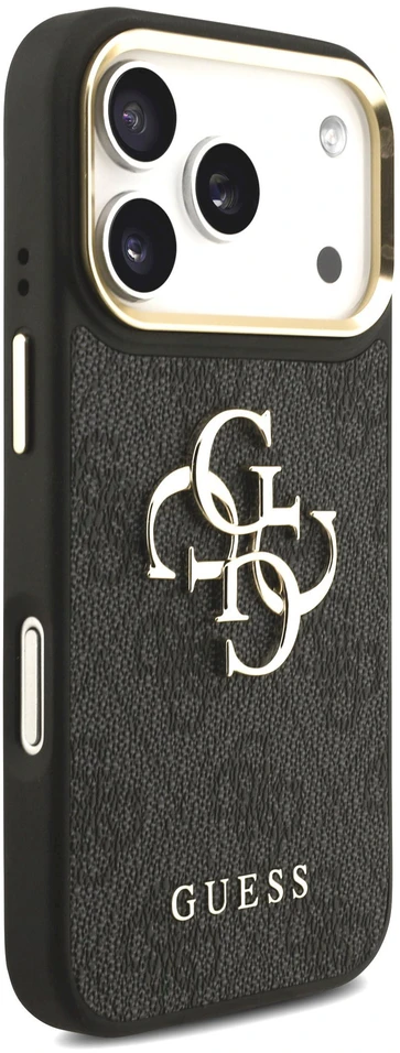Dėklas GUESS case for IPHONE 18 Pro / 17 Pro GUE005483 (PU W/ Big 4G Classic Logo) juodas auksinis