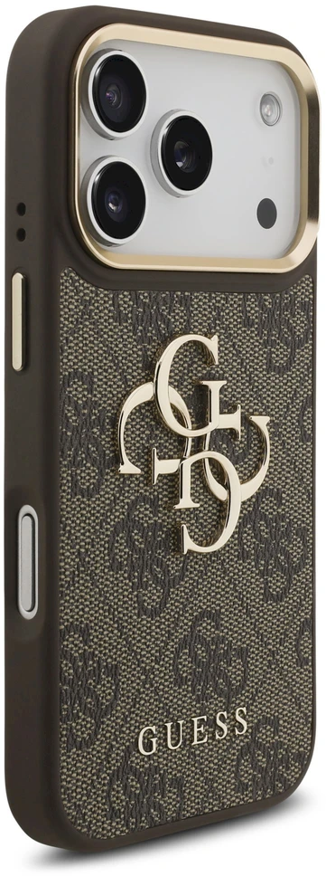 Dėklas Guess 4G Big 4G Classic Logo skirtas iPhone 18 Pro / iPhone 17 Pro rudas auksinis