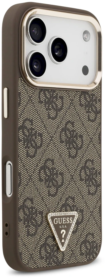 Guess 4G Triangle Logo MagSafe dėklas, skirtas iPhone 17 Pro / 18 Pro – Ruda