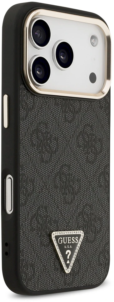 Dėklas Guess 4G Triangle Logo MagSafe Case for iPhone 17 Pro / 18 Pro - Juoda ir auksinė