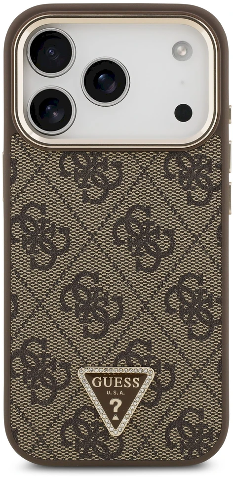 Guess 4G Triangle Logo MagSafe dėklas, skirtas iPhone 17 Pro / 18 Pro – Ruda