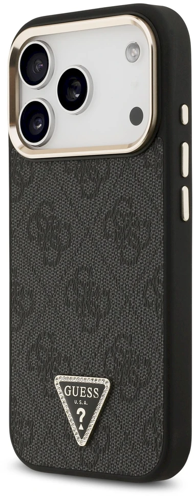 Dėklas Guess 4G Triangle Logo MagSafe Case for iPhone 17 Pro / 18 Pro - Juoda ir auksinė