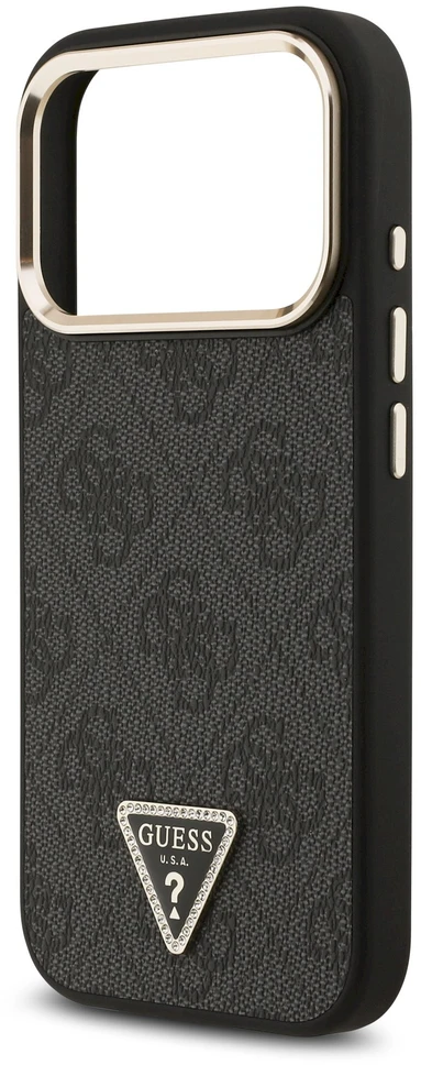 Dėklas Guess 4G Triangle Logo MagSafe Case for iPhone 17 Pro / 18 Pro - Juoda ir auksinė
