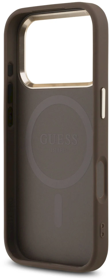 Guess 4G Triangle Logo MagSafe dėklas, skirtas iPhone 17 Pro / 18 Pro – Ruda