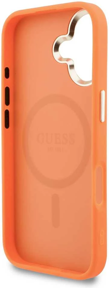Guess PU Perskirtasated 4G dėklas skirtas Apple iPhone 17 oranžinės spalvos
