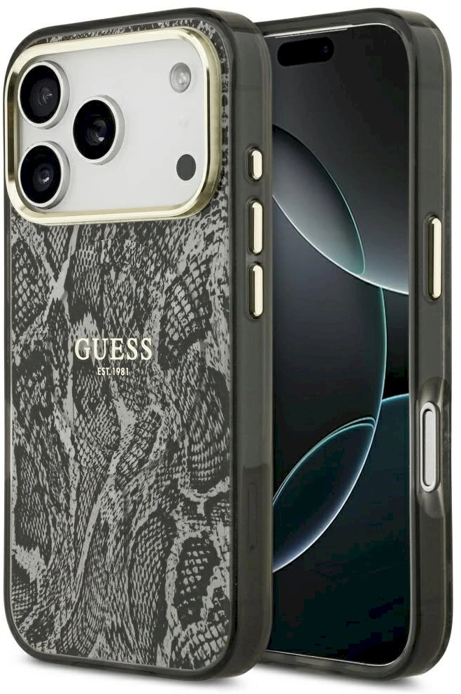 Guess Python Pattern MagSafe dėklas Apple iPhone 17 Pro juodos spalvos