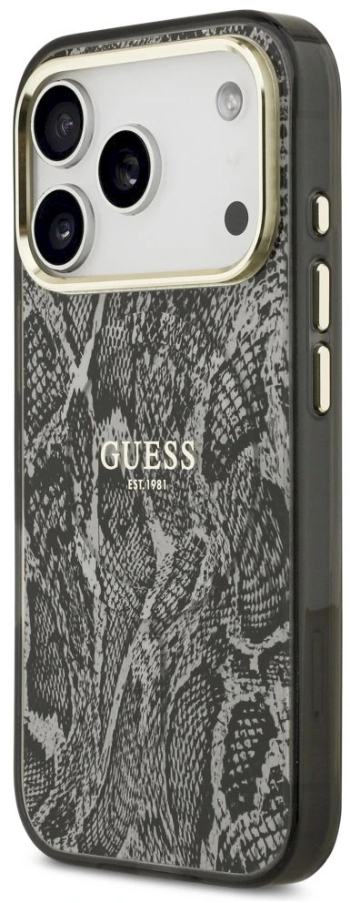 Guess Python Pattern MagSafe dėklas Apple iPhone 17 Pro juodos spalvos