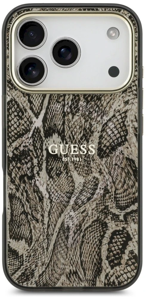 Guess Python Pattern MagSafe dėklas Apple iPhone 17 Pro Max rudos spalvos